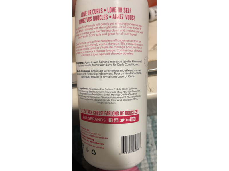 LUS Love Ur Curls Shampoo with Shea Butter & Moringa Oil, 33.8 fl oz/1 L