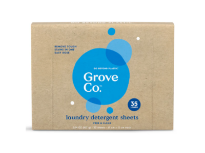 Grove Co Laundry Detergent Sheets, Free & Clear, 35 Loads, 5.91 oz/167 g