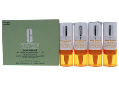 Clinique Fresh Pressed Anti-Aging Daily Booster Set, Pure Vitamin C, 0.29 fl oz/8.5 mL, 4 Count