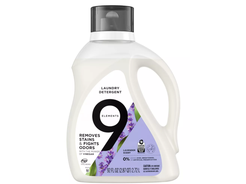 9 Elements Laundry Detergent, Lavender, 92 fl oz/2.72 L