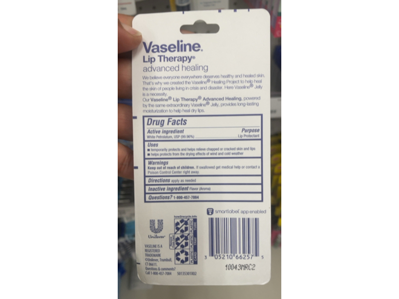 Vaseline Advanced Healing Lip Therapy, 0.36 oz/10 g, Pack Of 2