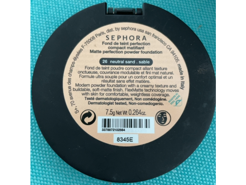 Sephora Matte Perfection Powder Foundation, 26 Neutral Sand, 0.264 oz/7.5 g