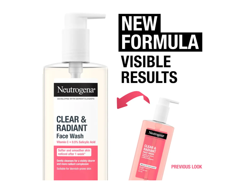 Neutrogena Clear & Radiant Face Wash, Vitamin C & 0.5% Salicylic Acid, 200 mL