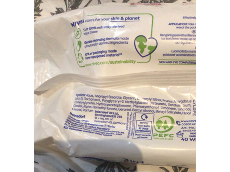 Nivea 3 In 1 Claring Cleansing Wipes, 40 Count