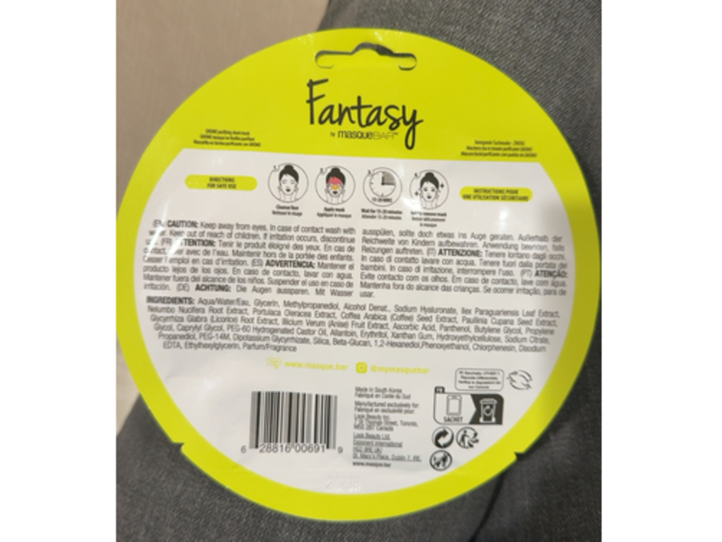 Fantasy By MasqueBar Purifying Sheet Mask, Gnome, 0.71 fl oz/21 mL