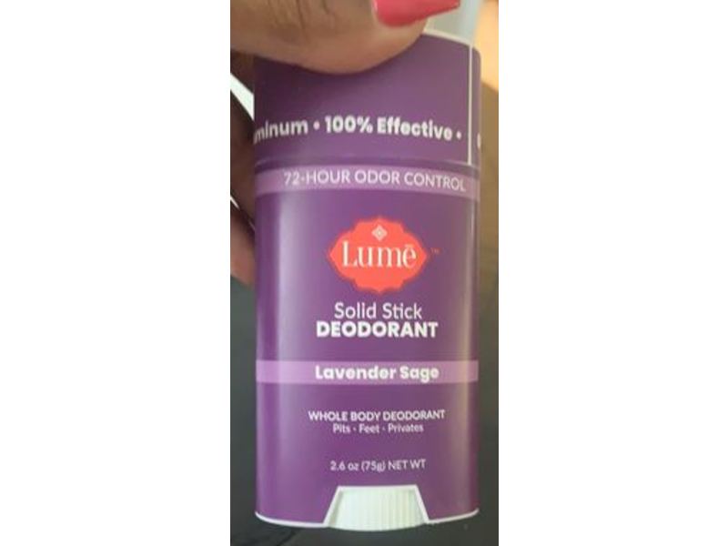 Lume Solid Stick Deodorant, Lavender Sage, 2.6 oz/75 g