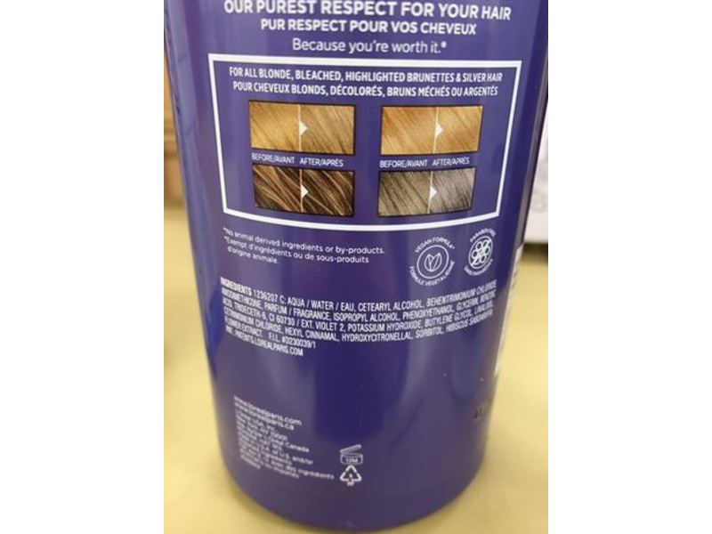 L'oreal Paris Ever Pure Purple Conditioner, Sulfate-Free, 33.8 fl oz/1000 mL