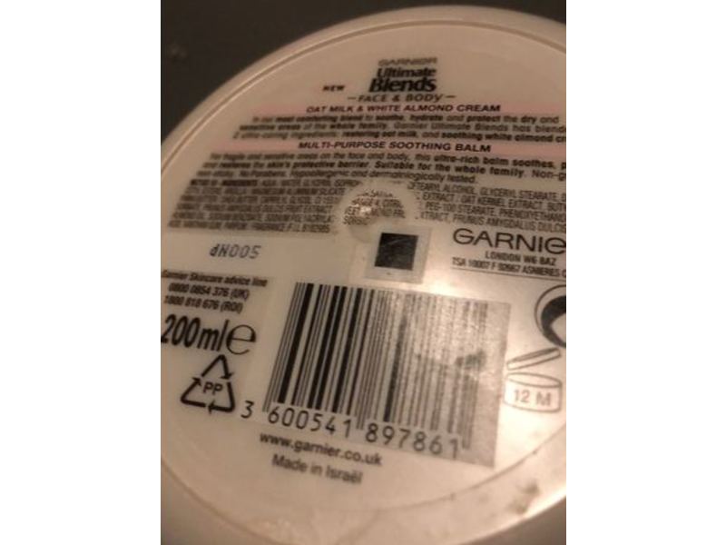 Garnier Ultimate Blends Face & Body Multi Purpose Body Balm, Oat Milk & White Almond Cream, 200 mL