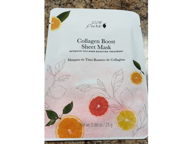 100% Pure Collagen Boost Sheet Mask, 0.88 oz/25 g