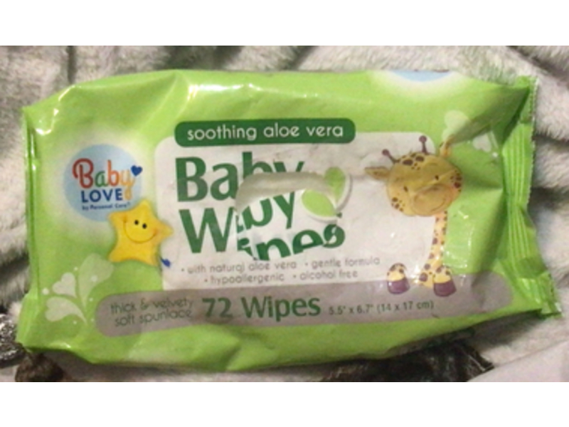 Baby Love By Personal Care Baby Wipes, Soothing Aloe Vera, 72 Count