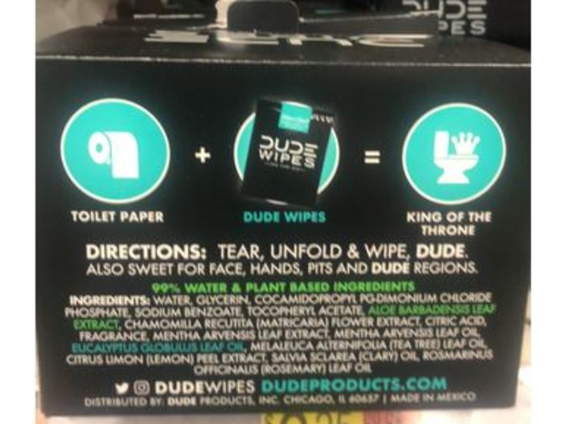 Dude Flushable Wipes, Mint Chill, 30 Wipes