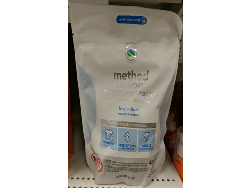 Method Laundry Detergent Packs, Free + Clear, 24.7 oz/700 g, 42 Count