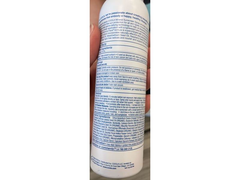 Coola Mineral Sunscreen Spray, SPF 30, Fragrance-Free, 5 fl oz/148 mL