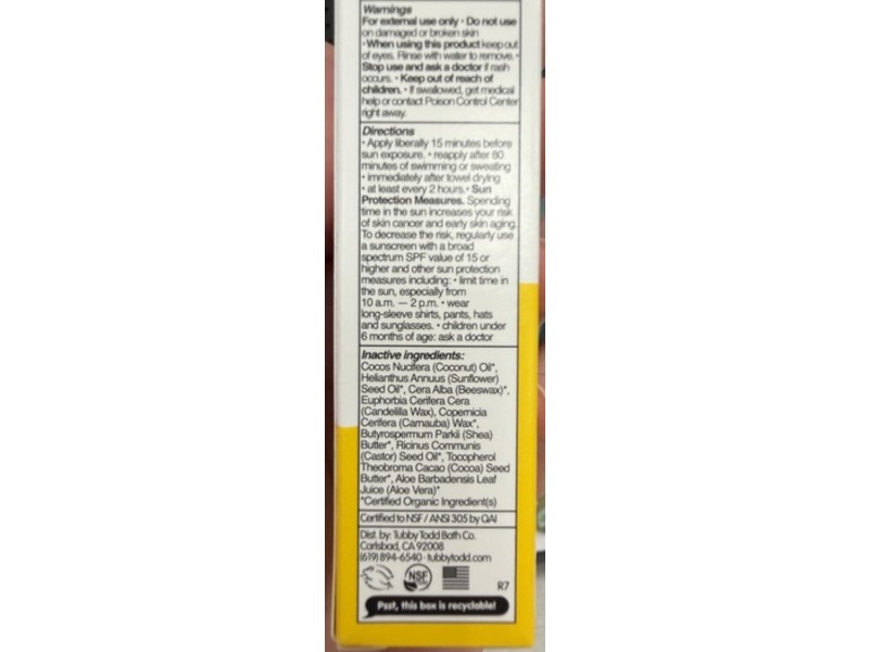 TUBBY TODD Mineral Sunstick, SPF 30, 0.5 fl oz/14 g