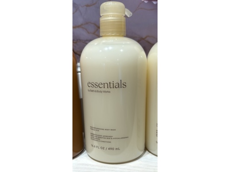 Bath & Body Works Essentials Skin Replenishing Body Wash, Vanilla Silk, 16.6 fl oz/490 mL