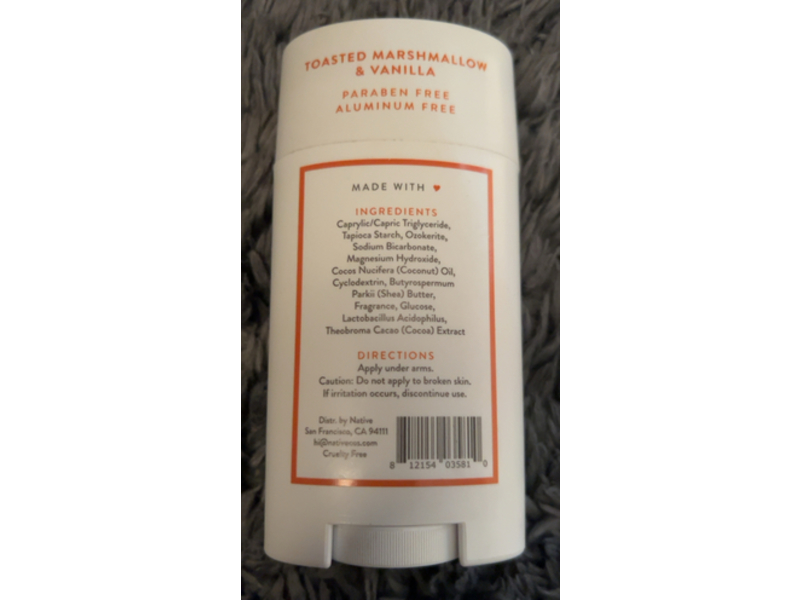 Native Deodorant, Toasted Marshmallow & Vanilla, 2.65 oz/75 g