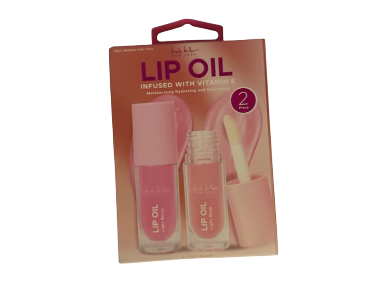 Nicole Miller Lip Oil, Light Berry, Light Rose, Vitamin E, 0.17 fl oz/5 mL, 2 Count