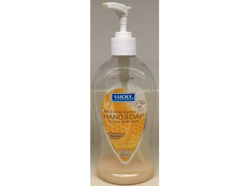 Lucky Super Soft Hand Soap, Milk & Honey Scented, 13.5 fl oz/400 mL