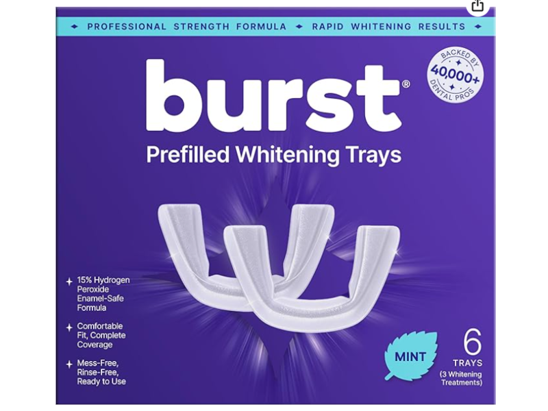Burst Prefilled Whitening Trays, Mint, 6 Trays