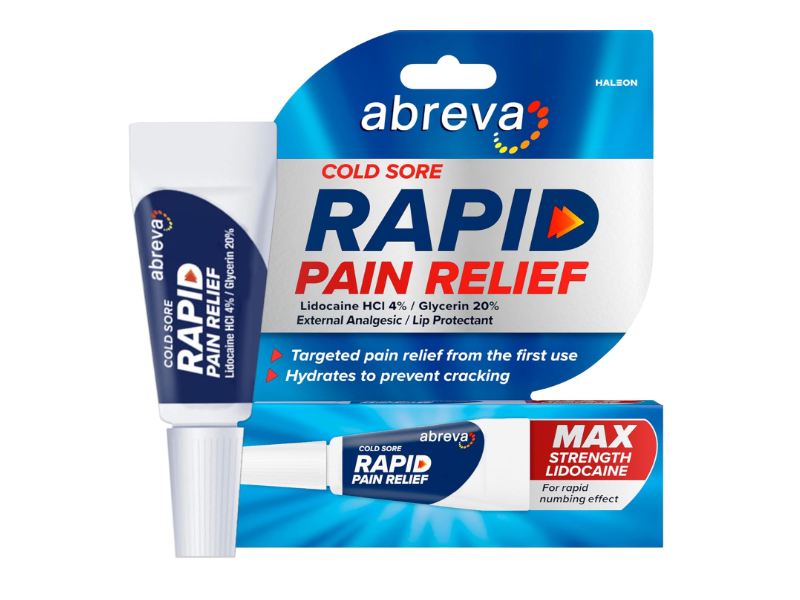 Abreva Cold Sore Rapid Pain Relief, 0.10 oz/3 g
