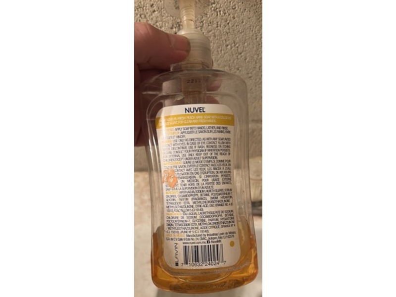 Nuvel Hand Soap, Fresh Peach, 15 fl oz/444 mL