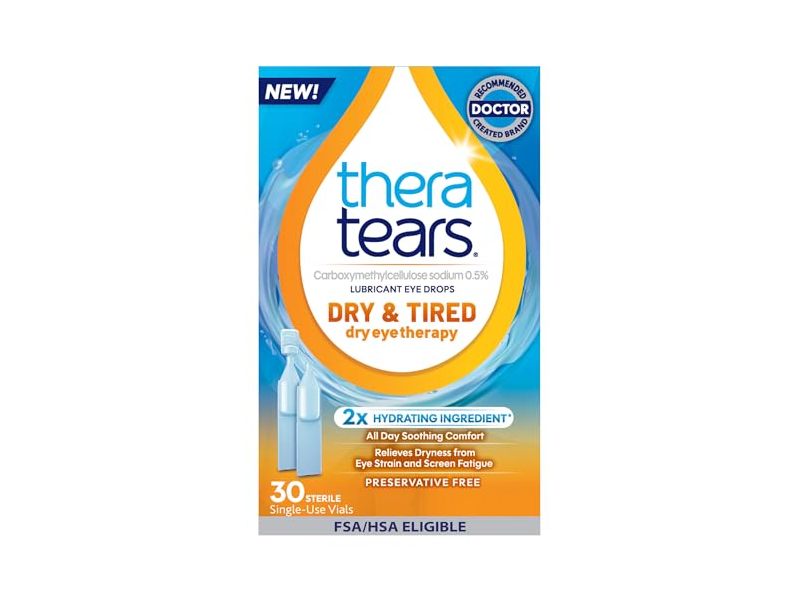 TheraTears Dry & Tired Lubricant Eye Drops Vials, 30 Count