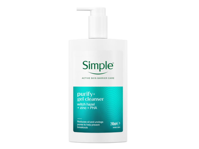 Simple Purify + Gel Cleanser, Witch Hazel + Zinc + PHA, 240 mL