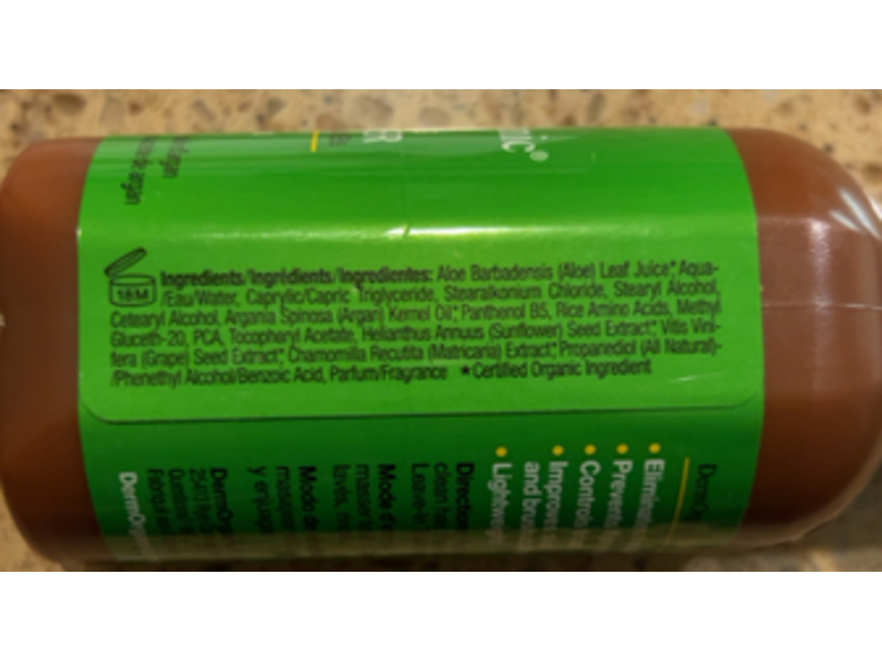 DermOrganic Daily Hydrating Conditioner, Organic Argan Oil Of Morocco, 3 fl oz/90 mL