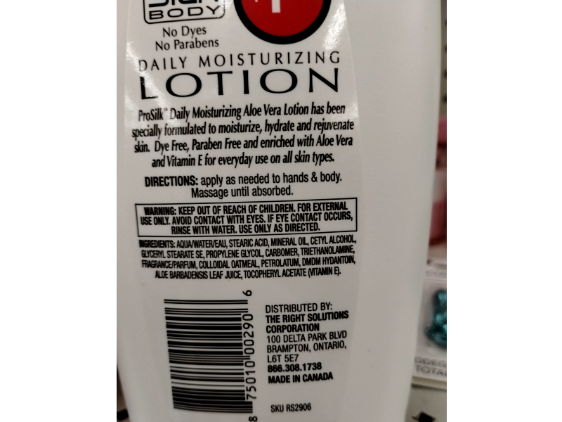 Pro Silk Body Daily Moisturizing Lotion, Aloe Vera, 20 fl oz/591 mL