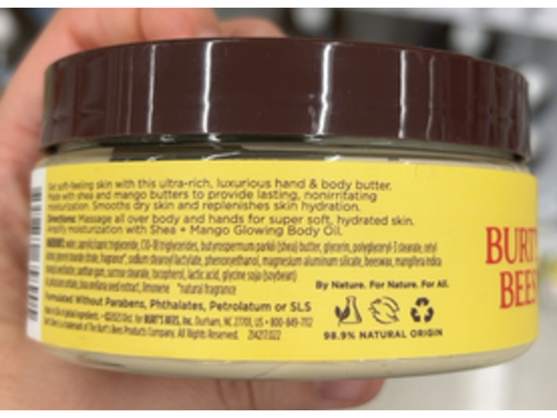 Burt's Bees Luxurious Hand & Body Butter, Shea + Mango, 6.5 oz/185 g