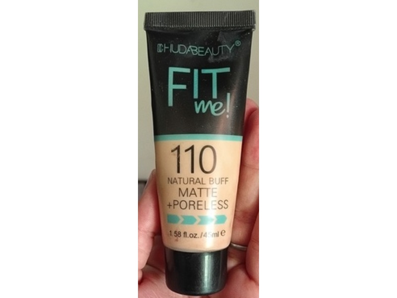 Huda Beauty Fit Me! Matte+Poreless Foundation, 110 Natural Buff, 1.58 fl oz/45 mL