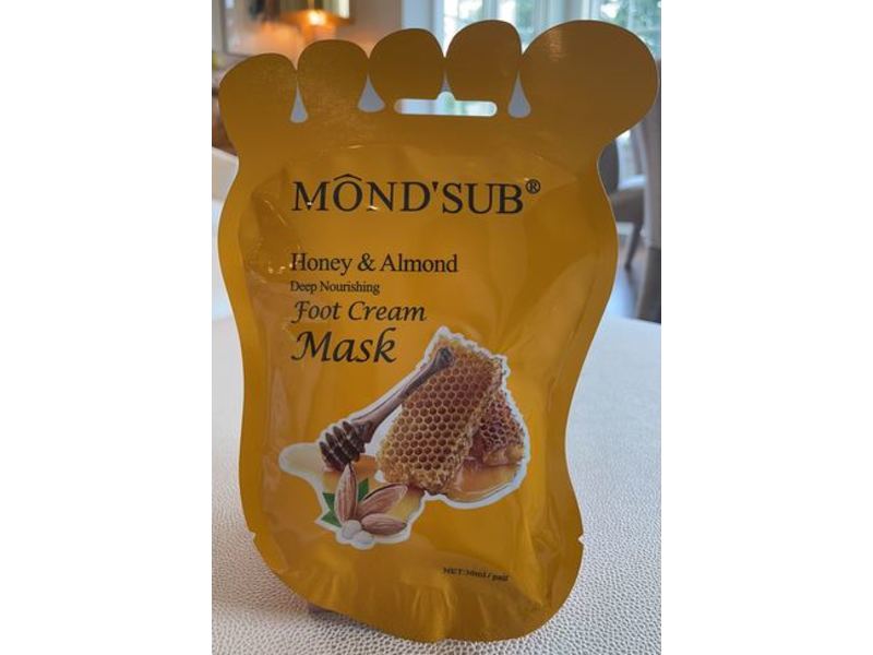 Mond'Sub Deep Nourshing Foot Cream Mask, Honey & Almond, 5 Count