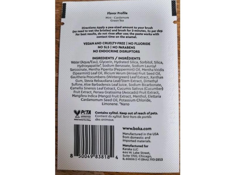 Boka Nano-Hydroxyapatite Toothpaste, Ela Mint, 0.06 fl oz/2 mL