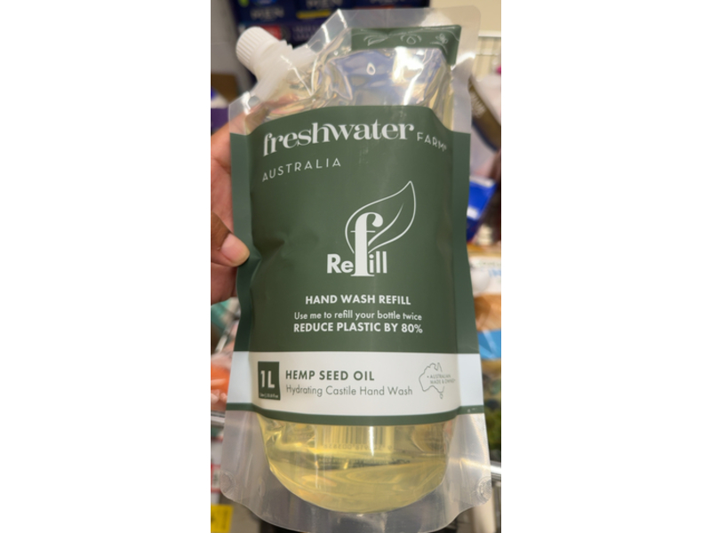 Freshwater Farm Hydrating Castile Hand Wash Refill, Hemp Seed Oil, 33.8 fl oz/1 L