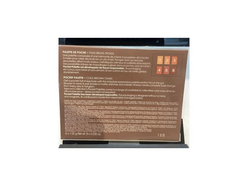 Sephora Pocket Eyeshadow Palette, Cold Brown Tones, 0.21 oz
