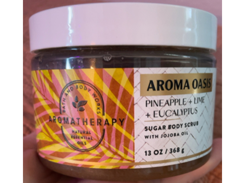 Bath & Body Works Aromatherapy Sugar Body Scrub, Aroma Oasis, Jojoba Oil, Pineapple + Lime + Eucalyptus, 13 oz/368 g