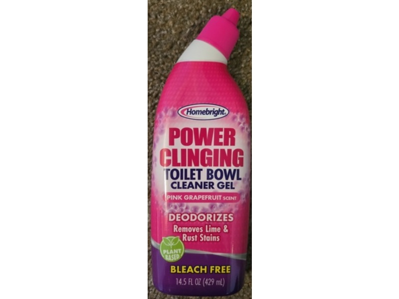 Homebright Power Clinging Toilet Bowl Cleaner Gel, Pink Grapefruit Scent, 14.5 fl oz/429 mL