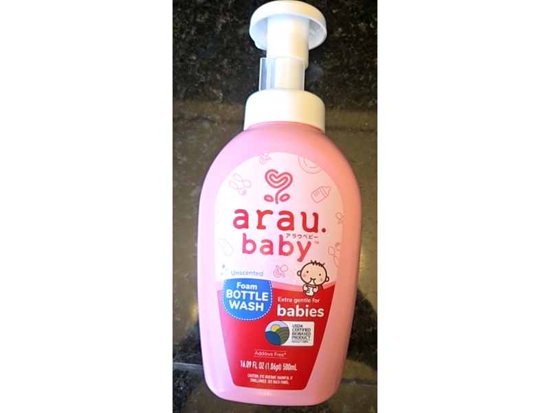 Arau Baby Foam Bottle Wash, Unscented, 16.09 fl oz/500 mL
