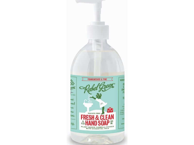 Rebel Green Sulfate Free Fresh & Clean Hand Soap, Frankincense & Pink, 12 fl oz/355 mL