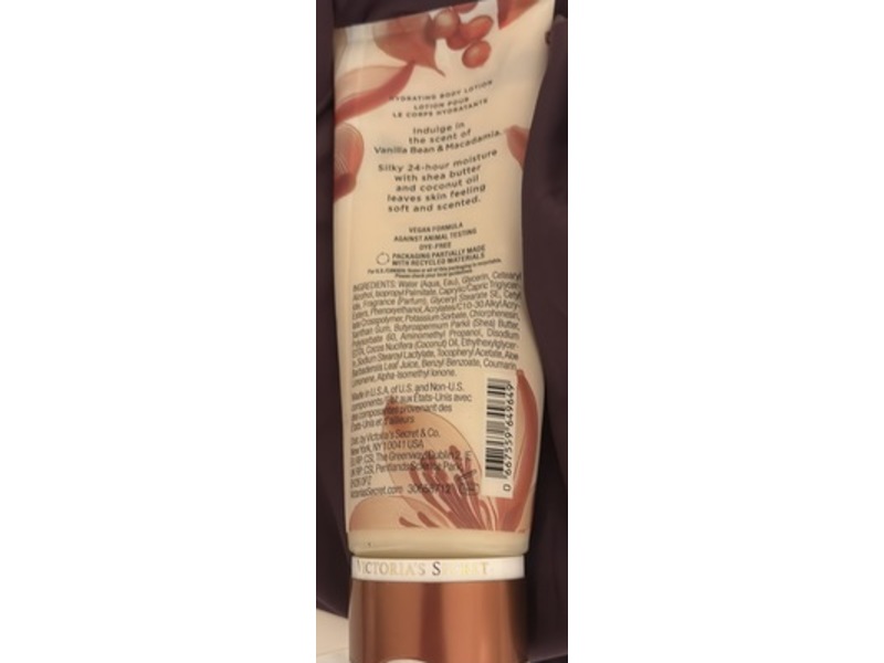 Victoria's Secret Hydrating Body Lotion, Vanilla Bean & Macadamia, 8 fl oz/236 mL