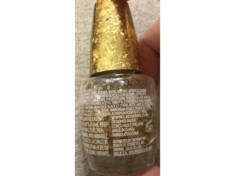 L.A. Colors Glitter Vibes Nail Polish, Golden Glow, 0.44 fl oz/13 mL