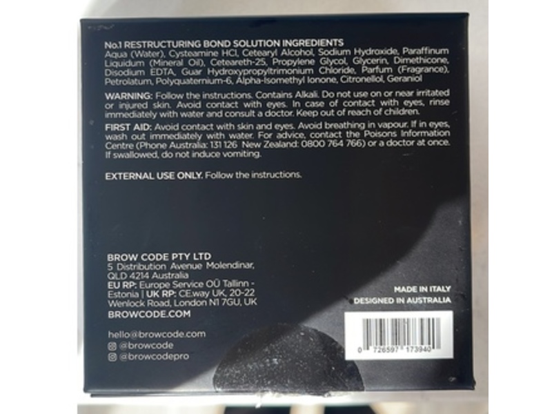 Brow Code Professional Brow Lamination Sachets, Restructing Bond Solution, 0.0338 fl oz/1 mL, 20 Count