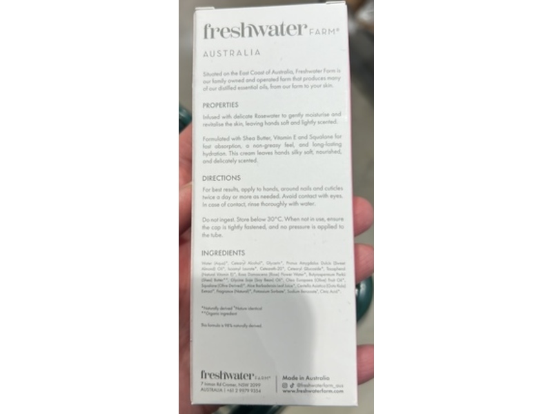 Freshwater Farm Moisturise + Refresh Hydrating Hand Cream, Rosewater, 2 oz/56 g