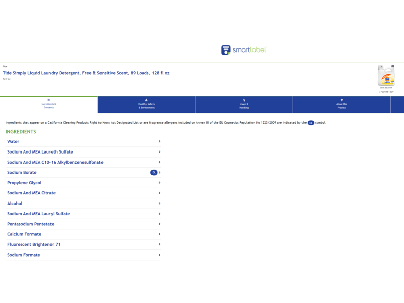 Tide Simply Free & Sensitive Laundry Detergent, Unscented, 89 Loads, 128 fl oz/3.78 L