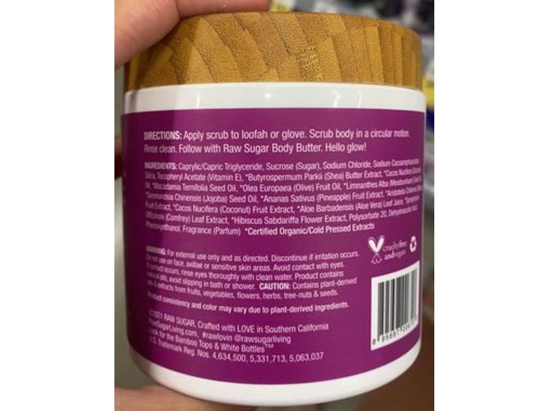 Raw Sugar Sugar Scrub, Pineapple+Maqui Berry+Coconut, 15 oz/ 425 g