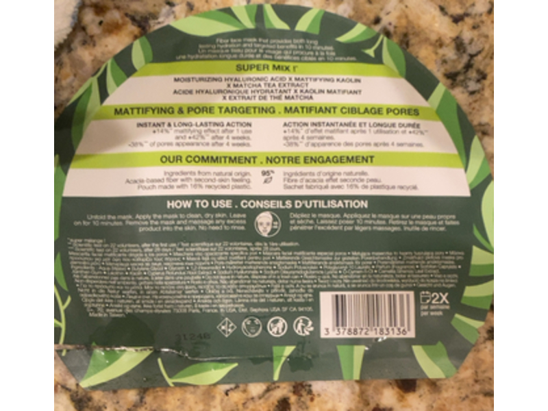 Sephora Mattifying & Pore Targeting Face Mask, Matcha Tea Extract, 1 Count