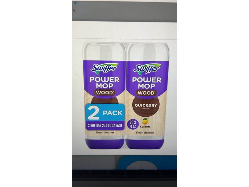 Swiffer Power Mop Wood Floor Cleaner, Lemon, 25.3 fl oz/750 mL, 2 Pack