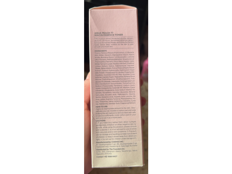 Anua Niacin Essence Toner, Peach 77, 8.45 fl oz/250 mL