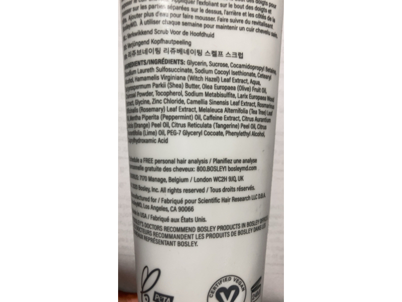 BosleyMD Rejuvenating Scalp Scrub, Bamboo Charcoal, 5.1 fl oz/150 mL