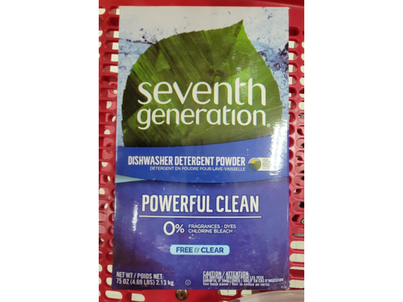Seventh Generation Dishwasher Detergent Powder, Free & Clear, 75 oz/2.13 kg, Pack Of 2